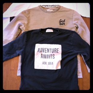 Lot of 3 Boys Zara Long Sleeve T’s, Size 8